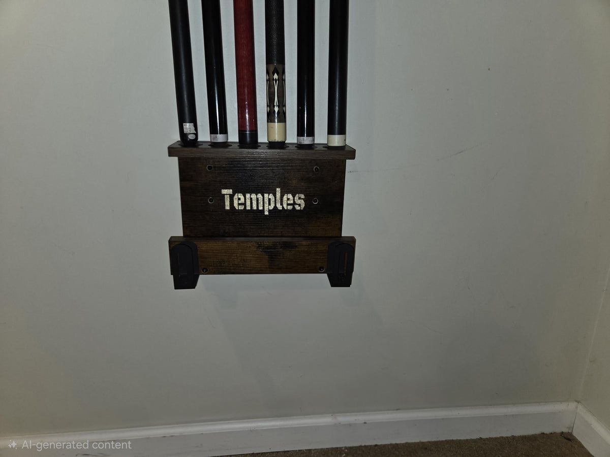 Personalized Pool Cue Rack | Engraved Billiard Holder | 6 or 8 Cue Storage Game Room | Custom Engraved Billiard Cue Holder Twisted Edge Creations