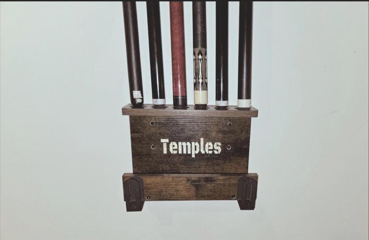 Personalized Pool Cue Rack | Engraved Billiard Holder | 6 or 8 Cue Storage Game Room | Custom Engraved Billiard Cue Holder Twisted Edge Creations