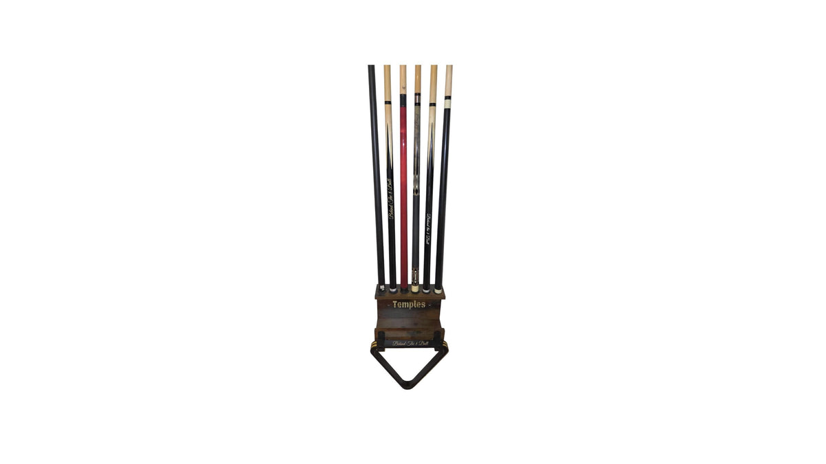 Personalized Pool Cue Rack | Engraved Billiard Holder | 6 or 8 Cue Storage Game Room | Custom Engraved Billiard Cue Holder Twisted Edge Creations